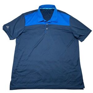 Adidas Climachill Polo Shirt Mens XL Blue Colorblock Short Sleeve Golf Top